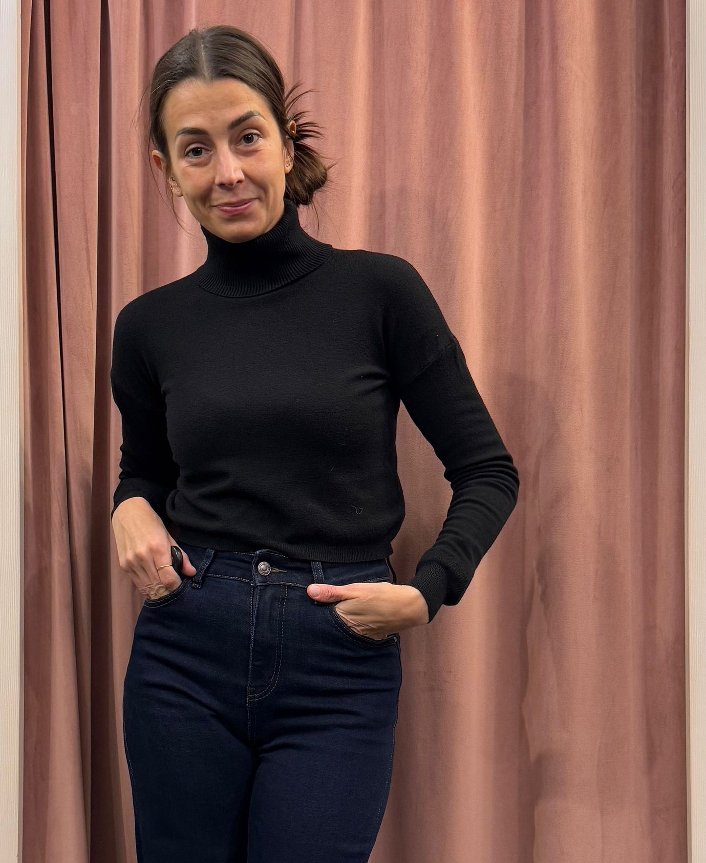MAGLIONE CROP COLLO ALTO
