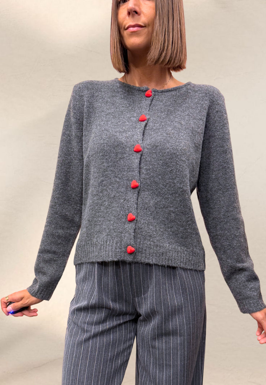 CARDIGAN CUORETTI GRIGIO - Compania Fantastica