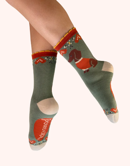 CALZINO SNUGGLE SAUSAGE DOG GREEN - Powder