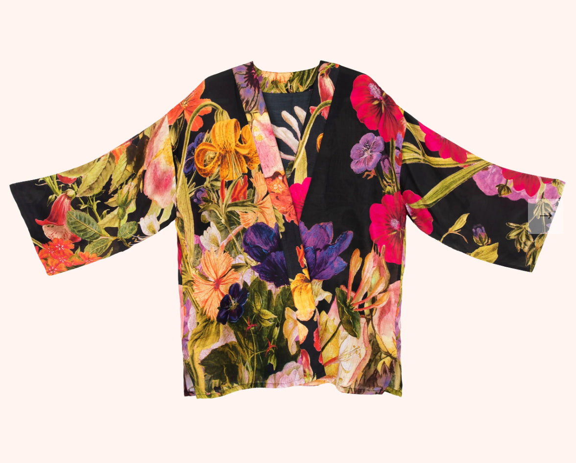 KIMONO MIDNIGHT POSY - Powder