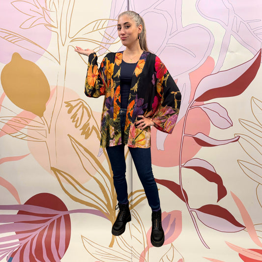 KIMONO MIDNIGHT POSY - Powder