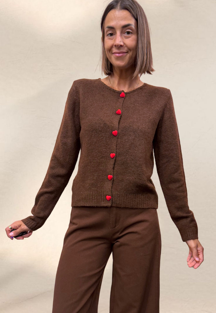 CARDIGAN CUORETTI CIOCCOLATO - Compania Fantastica