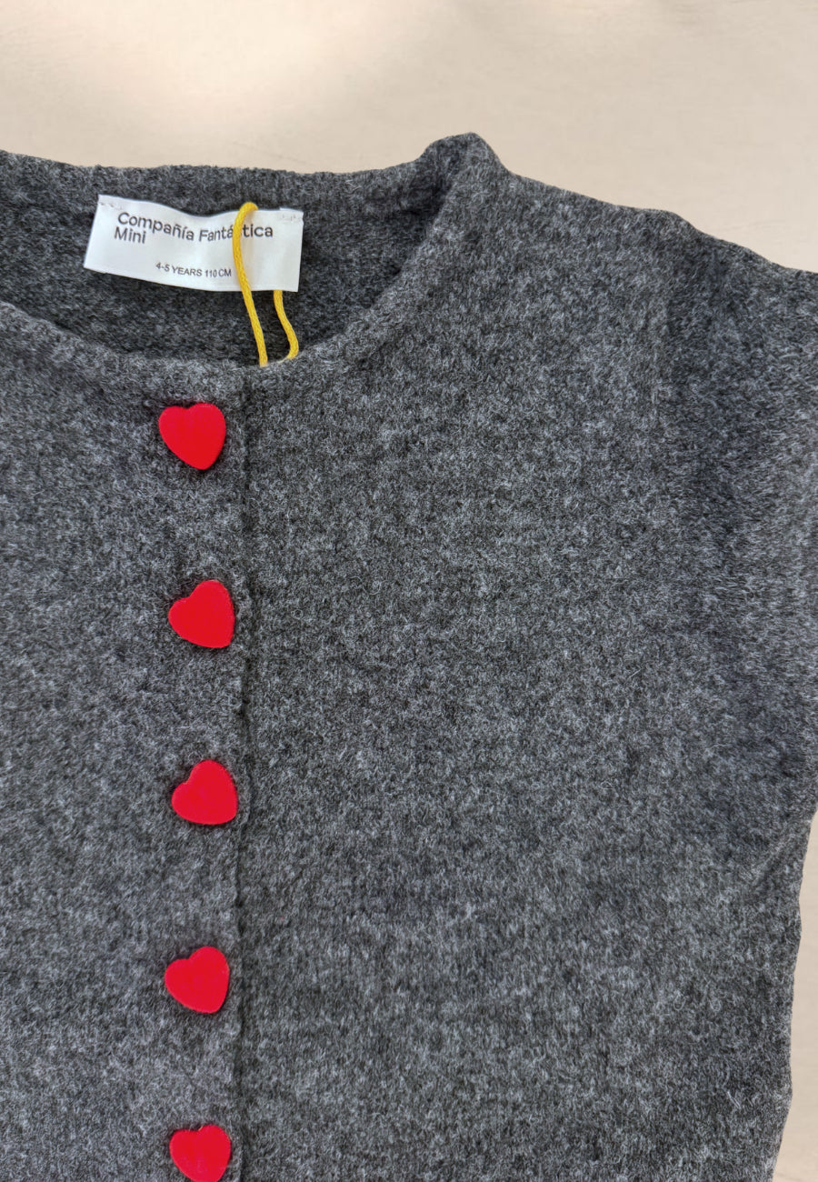 CARDIGAN CUORETTI GRIGIO BABY - Compania Fantastica